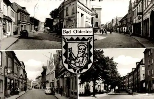 Ak Bad Oldesloe, Hamburger Straße, Hindenburg Straße, Mühlenstraße, Wappen