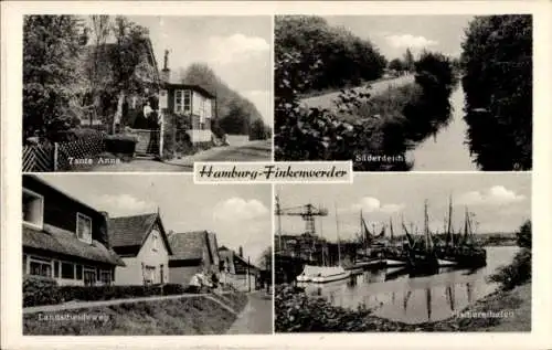 Ak Hamburg Mitte Finkenwerder, Landscheideweg, Fischereihafen, Tante Anna, Süderdeich