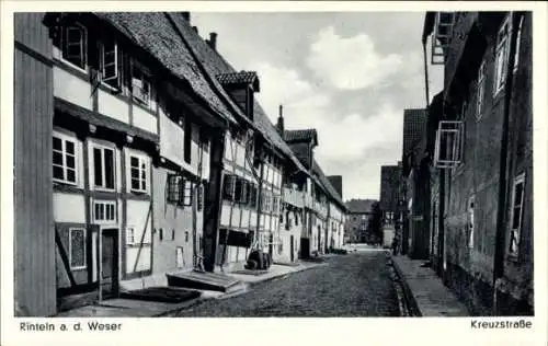 Ak Rinteln a. d. Weser, Kreuzstraße, alte Fachwerkhäuser