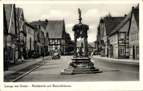 Ak Springe am Deister, Marktplatz mit Marienbrunnen, Geschäft Oswald Keutner