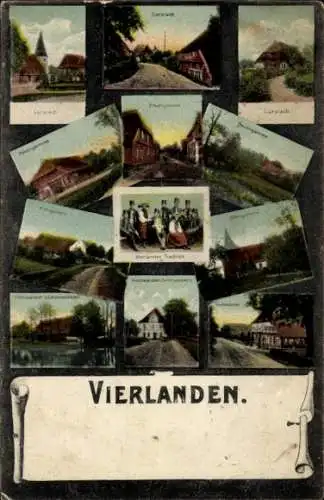 Ak Hamburg Bergedorf Vierlande, Curslack, Neuengamme, Kirche, Trachten, Kirchwärder, Zollenspieker