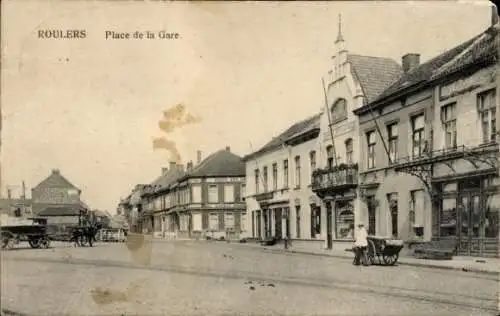 Ak Roeselare Roeselaere Rousselare Roulers Westflandern, Place de la Gare