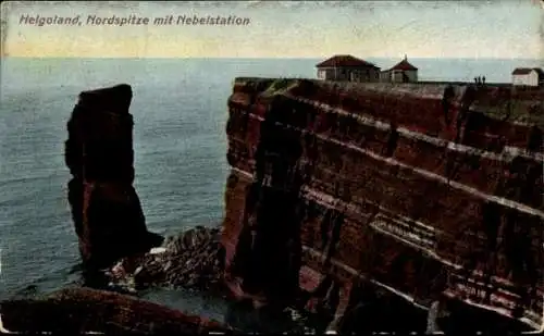 Ak Nordseeinsel Helgoland, Nordspitze mit Nebelstation