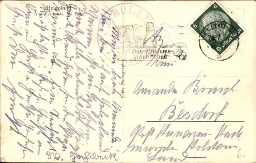 Ak Nordseeinsel Helgoland, Westküste bei Ebbe