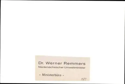 Foto Dr. Werner Remmers, Umweltminister, Autogramm