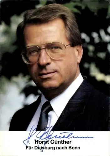 Foto Horst Günther, MdB CDU, Autogramm