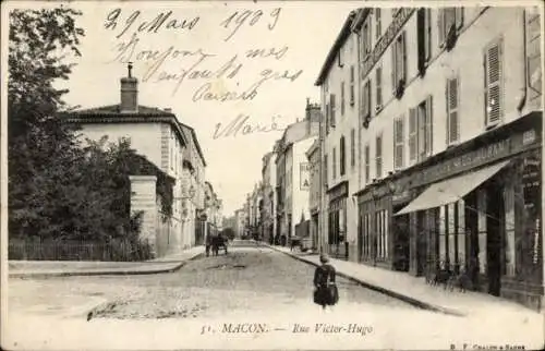 Ak Mâcon Saône-et-Loire, Rue Victor Hugo