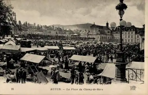 Ak Autun Saône-et-Loire, Place du Champ de Mars