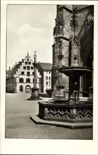 Ak Freiburg im Breisgau, Münster-Brunnen, Kornhaus