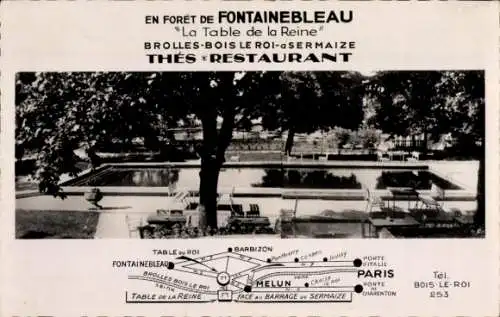 Ak Brolles Bois le Roi Seine et Marne, Foret de Fontainebleau, La Table de la Reine, Restaurant