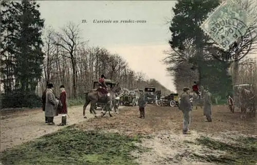 Ak Rambouillet Yvelines, Jagdgesellschaft am Treffpunkt