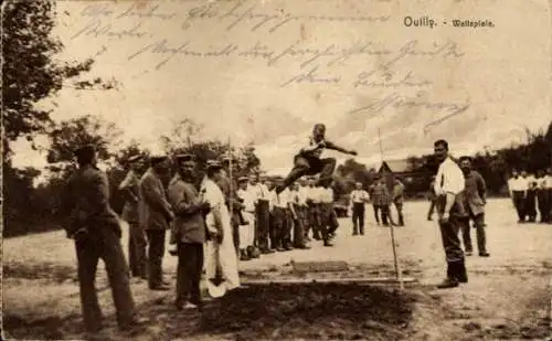 Ak Ouilly Calvados, Wettspiele, Deutsche Soldaten, Hochsprung