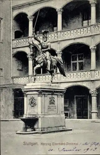 Ak Stuttgart in Württemberg, Herzog Eberhard-Denkmal