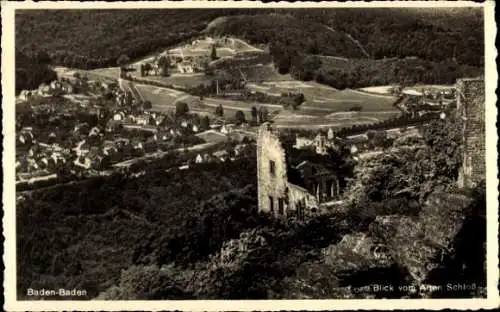 Ak Baden Baden am Schwarzwald, Blick vom Alten Schloss, Panorama