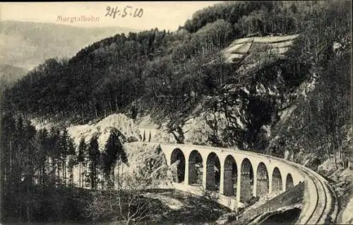 Ak Gausbach Forbach im Schwarzwald Baden, Murgtalbahn, Brücke