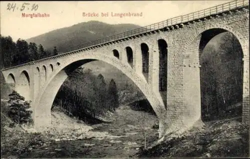 Ak Gausbach Forbach im Schwarzwald Baden, Murgtalbahn, Brücke Langenbrand