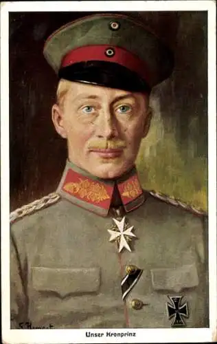 Künstler Ak Hornert, G., Kronprinz Wilhelm von Preußen, Portrait in Uniform, Eisernes Kreuz