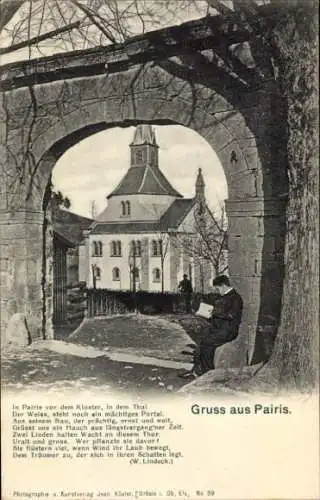 Ak Pairis Orbey Urbeis Elsass Haut Rhin, Durchblick zum Kloster