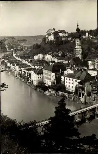 Ak Burghausen an der Salzach Oberbayern, Teilansicht vom Ort