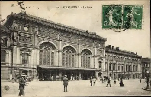 Ak Strasbourg Straßburg Elsass Bas Rhin, Bahnhof