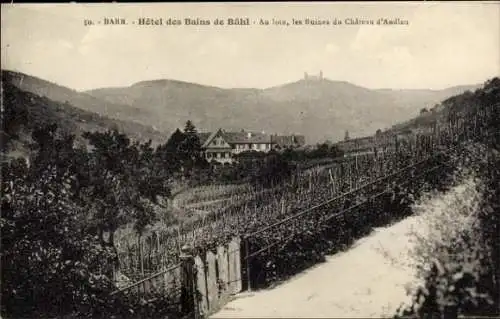 Ak Barr Elsass Bas Rhin, Hotel des Bains de Bûhl, Schlossruinen