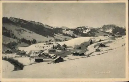 Ak Gunzesried Blaichach im Allgäu, Gesamtansicht, Winter