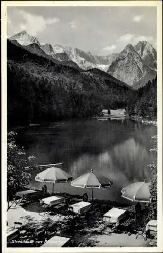 Ak Garmisch Partenkirchen in Oberbayern, Rießersee, Strandcafe