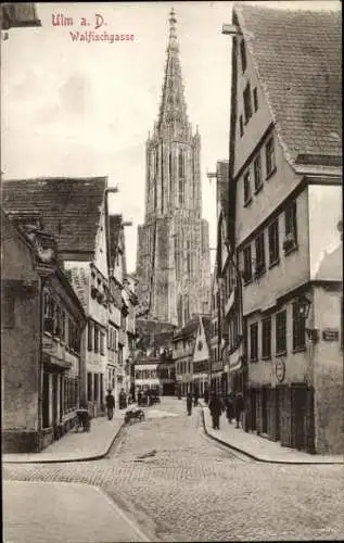 Ak Ulm an der Donau, Walfischgasse, Kirche, Küferei