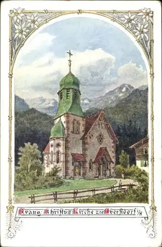 Ak Oberstdorf im Oberallgäu, evangelische Christus Kirche