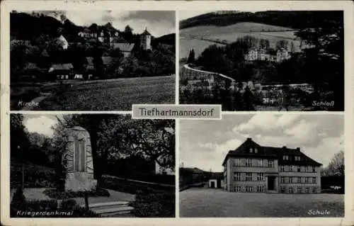 Ak Podgórki Tiefhartmannsdorf Świerzawa Schönau an der Katzbach Schlesien, Kirche, Schloss, Schule