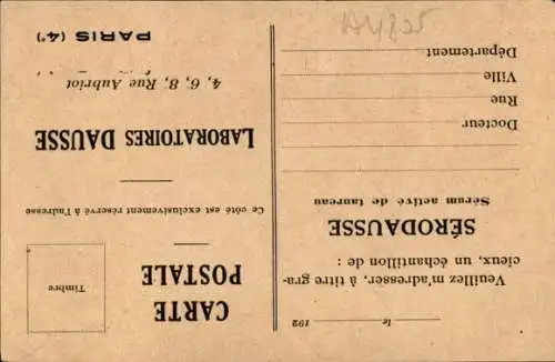Ak Paris IV, Laboratoires Dausse, Serodausse, Antitoxisenyl