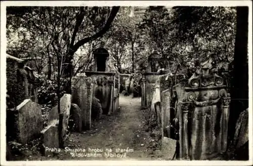 Judaika Ak Praha Prag Tschechien, Grabmalgruppen, Alter jüdischer Friedhof