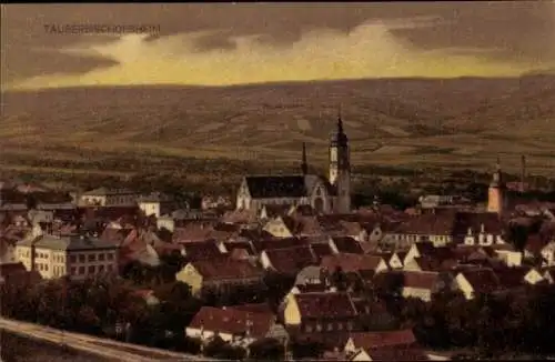 Ak Tauberbischofsheim im Main Tauber Kreis, Gesamtansicht, Kirche