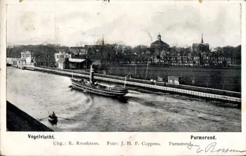 Ak Purmerend Nordholland, Blick aufs Wasser, Vogelperspektive