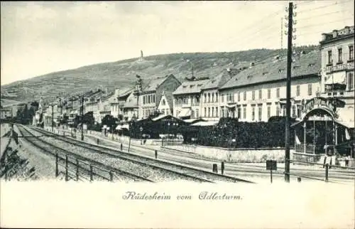 Ak Rüdesheim am Rhein, Blick vom Adlerturm, Hotel