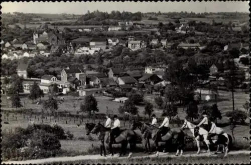 Ak Strucht Schin op Geul Limburg Niederlande, Manege Eurenia, Reiter, Blick auf den Ort