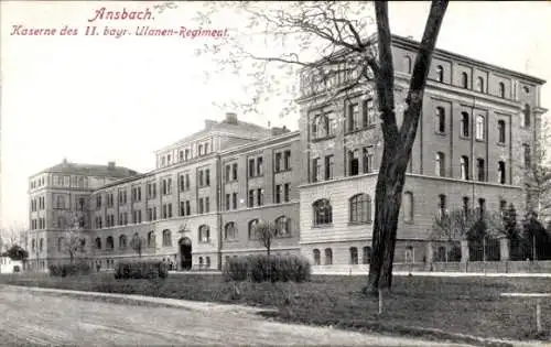 Ak Ansbach in Mittelfranken Bayern, Kaserne des II. bayrischen Ulanen Regiments