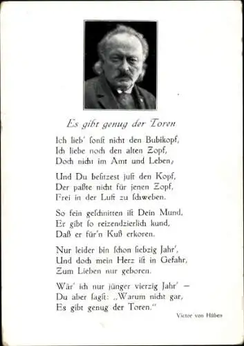 Ak Schauspieler Victor von Hüben, Portrait, Es gibt genug der Toren