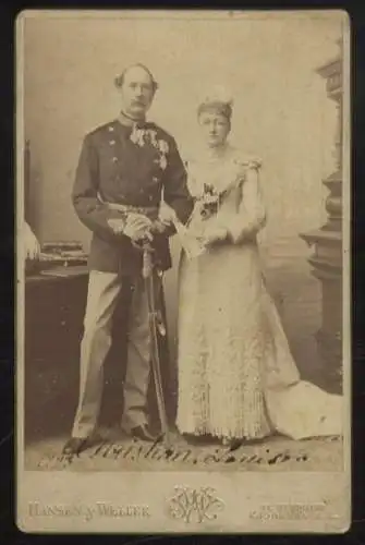 Cabinet Foto König Christian IX. v. Dänemark und Königin Luise, geb. v. Hessen-Kassel-Rumpenheim