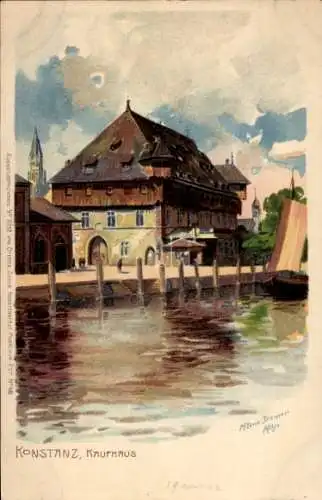 Künstler Litho Diemer, Zeno, Konstanz Bodensee, Blick auf das Kaufhaus