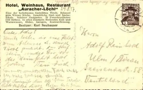 Ak Kufstein in Tirol, Restaurant Auracher Löchl