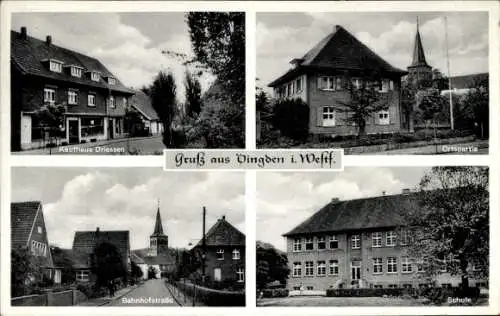 Ak Dingden Hamminkeln Nordrhein Westfalen, Kaufhaus Driessen, Bahnhofstraße, Schule