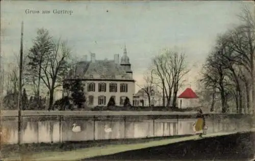 Ak Gartrop Hünxe am Niederrhein, Villa, Fluss