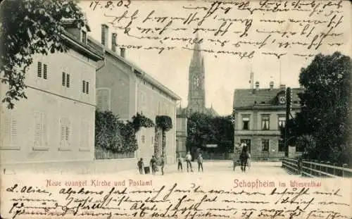 Ak Schopfheim in Baden, Evangelische Kirche, Post