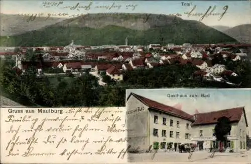 Ak Maulburg im Wiesental Südschwarzwald, Gesamtansicht, Gasthaus zum Bad