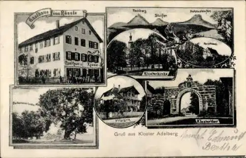 Ak Adelberg bei Göppingen, Kloster Adelberg, Gasthaus zum Rössle, Klostertor, Villa Link