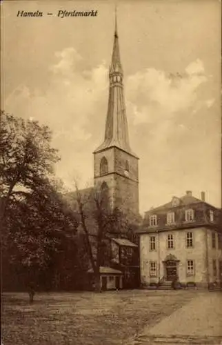 Ak Hameln an der Weser Niedersachsen, Pferdemarkt, Kirche