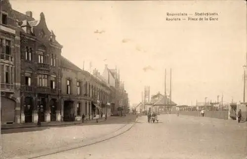 Ak Roeselare Roeselaere Rousselare Roulers Westflandern, Place de la Gare