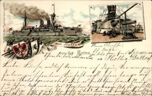 Litho Kaiserliche Marine, Deutsches Kriegsschiff