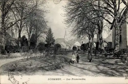 Ak Écommoy Sarthe, Les Promenades